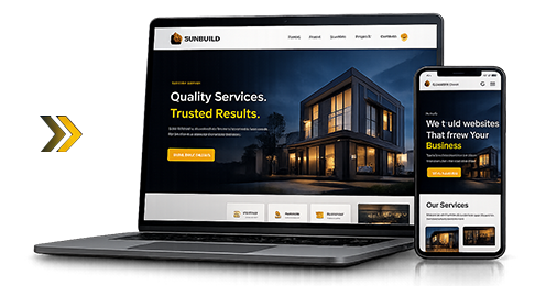 Example of a professional, modern business website on laptop and mobile